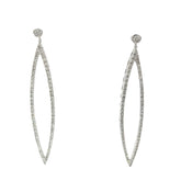 14k White Gold 1.00ct G SI1 Round Diamond Open Marquise Shaped Earrings 2"x 1"